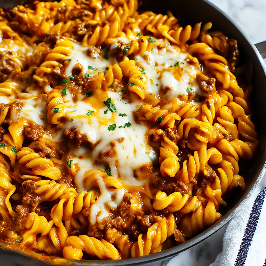 Ein Schälchen mit Homemade Hamburger Helper Lasagna.