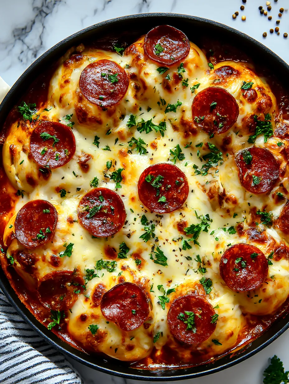 Eine Schüssel mit Cheesy Pepperoni Pizza Bombs.