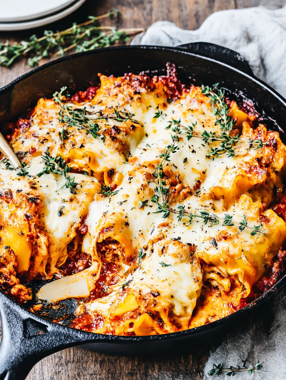 Ein Schmelztopf mit Lasagna, die in Pesto und Käse eingelegt sind.