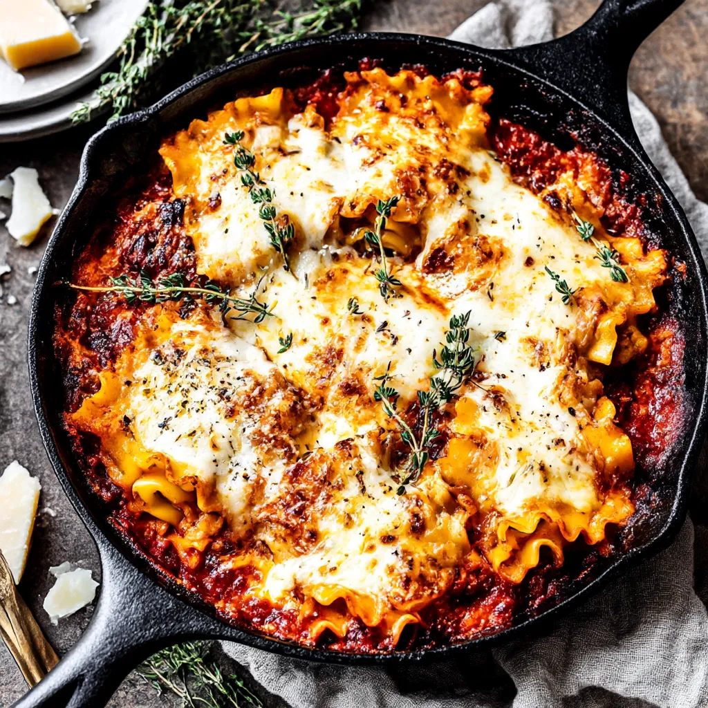 Ein Skillet mit Pesto-Cheese-Lasagna-Roll Ups.