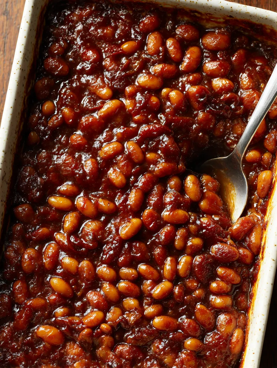 Eine Schüssel mit Beans, die in einem Baked Beans Gericht zubereitet wurden.