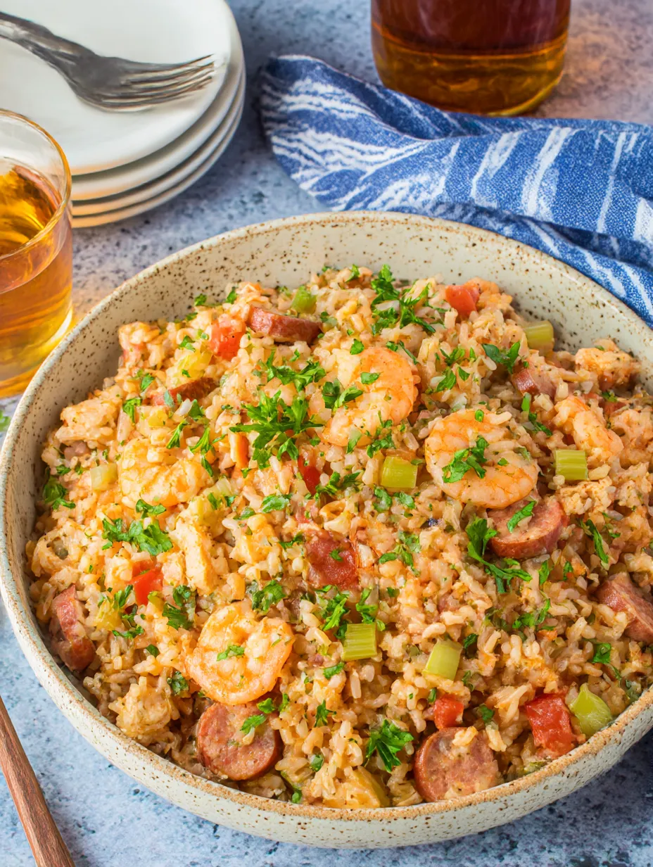 Ein großer, dunkelblauer Topf mit einer Mischung aus Reis, Kokosmilch, Zwiebeln, Tomaten, Paprika, Zwiebeln, Knoblauch und Zwiebeln.