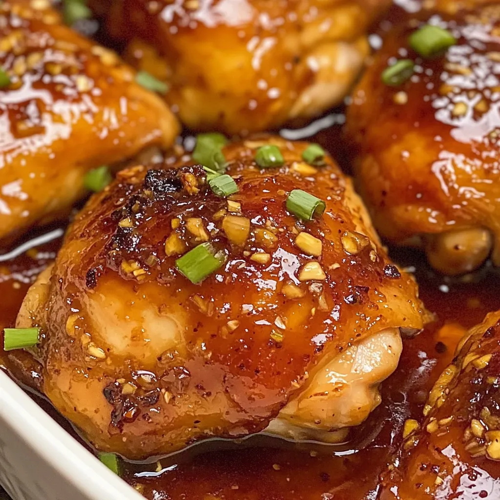Ein Wok mit Hawaiian Shoyu Chicken, das in einer Sauce mit Zwiebeln und Knoblauch gart.